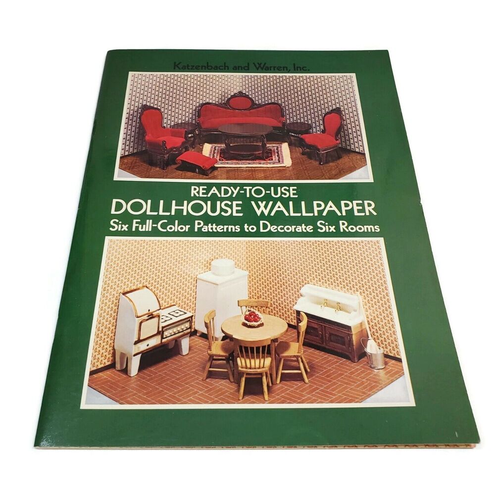 Ready-To-Use Dollhouse Wallpaper 6 Full Color Patterns Katzenbach & Warren 1977